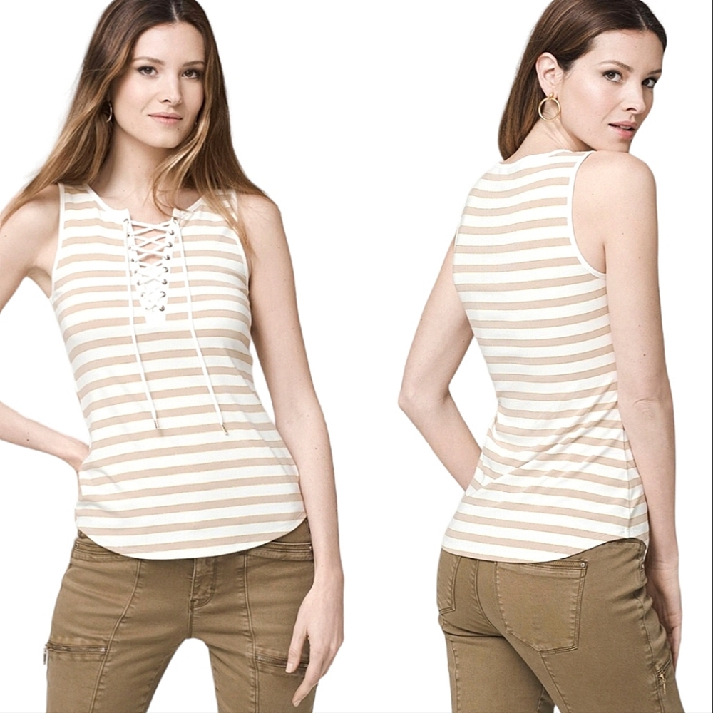 WHBM Stripe Fitted Tank - Picture 1 of 7